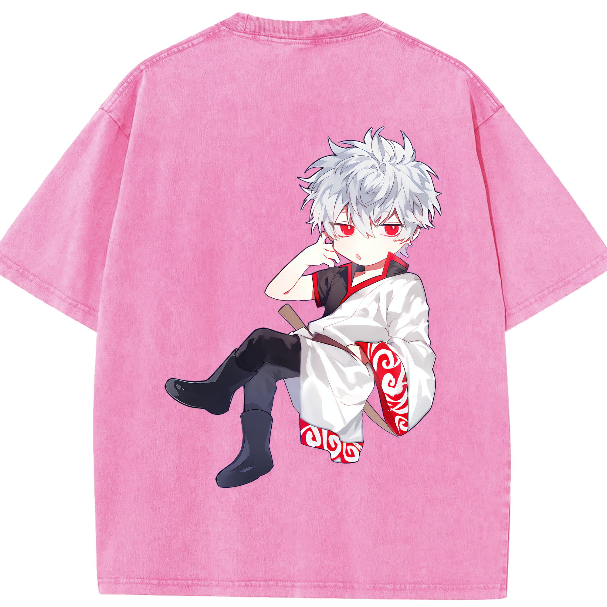 （画像用） ぎんたま 坂田銀時（さかたぎんとき） 神楽 志村新八（しむら しんぱち） GINTAMA Sakata Gintoki Kagura Shimura Shinpachi 綿100% ヴィンテージ風 半袖Tシャツ（背面プリント）